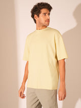 Men's Yellow Casual Regular Fit Solid Short Sleeve Tshirt