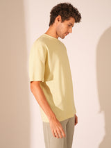 Men's Yellow Casual Regular Fit Solid Short Sleeve Tshirt