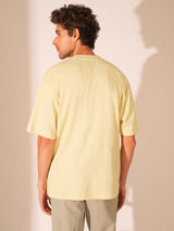 Men's Yellow Casual Regular Fit Solid Short Sleeve Tshirt