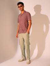 Men's Beige Casual Regular Fit Solid Trousers
