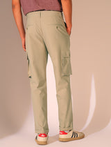 Men's Beige Casual Regular Fit Solid Trousers