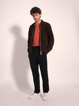 Men's Black Casual Regular Fit Solid Trousers