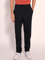 Men's Black Casual Regular Fit Solid Trousers