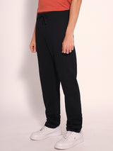 Men's Black Casual Regular Fit Solid Trousers
