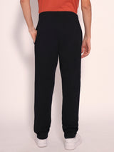 Men's Black Casual Regular Fit Solid Trousers