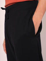 Men's Black Casual Regular Fit Solid Trousers