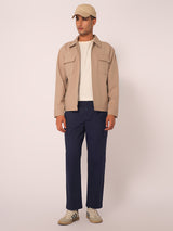 Men's Navy Casual Regular Fit Solid Trousers