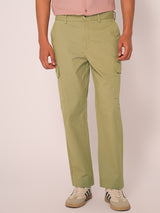 Men's Green Casual Regular Fit Solid Trousers