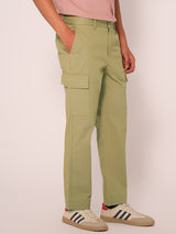Men's Green Casual Regular Fit Solid Trousers