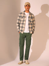 Men's Green Casual Regular Fit Solid Trousers