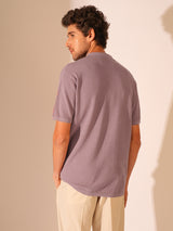 Men's Purple Casual Slim Fit Solid Short Sleeve Polo Tshirt