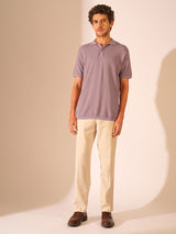 Men's Purple Casual Slim Fit Solid Short Sleeve Polo Tshirt