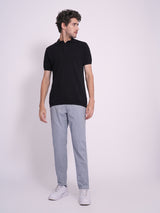 Men's Black Casual Slim Fit Solid Short Sleeve Polo Tshirt