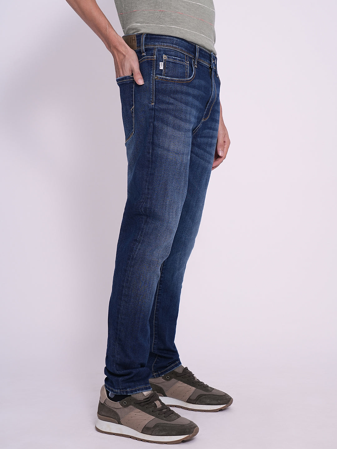 Men's Blue Casual Slim Fit Solid Jeans