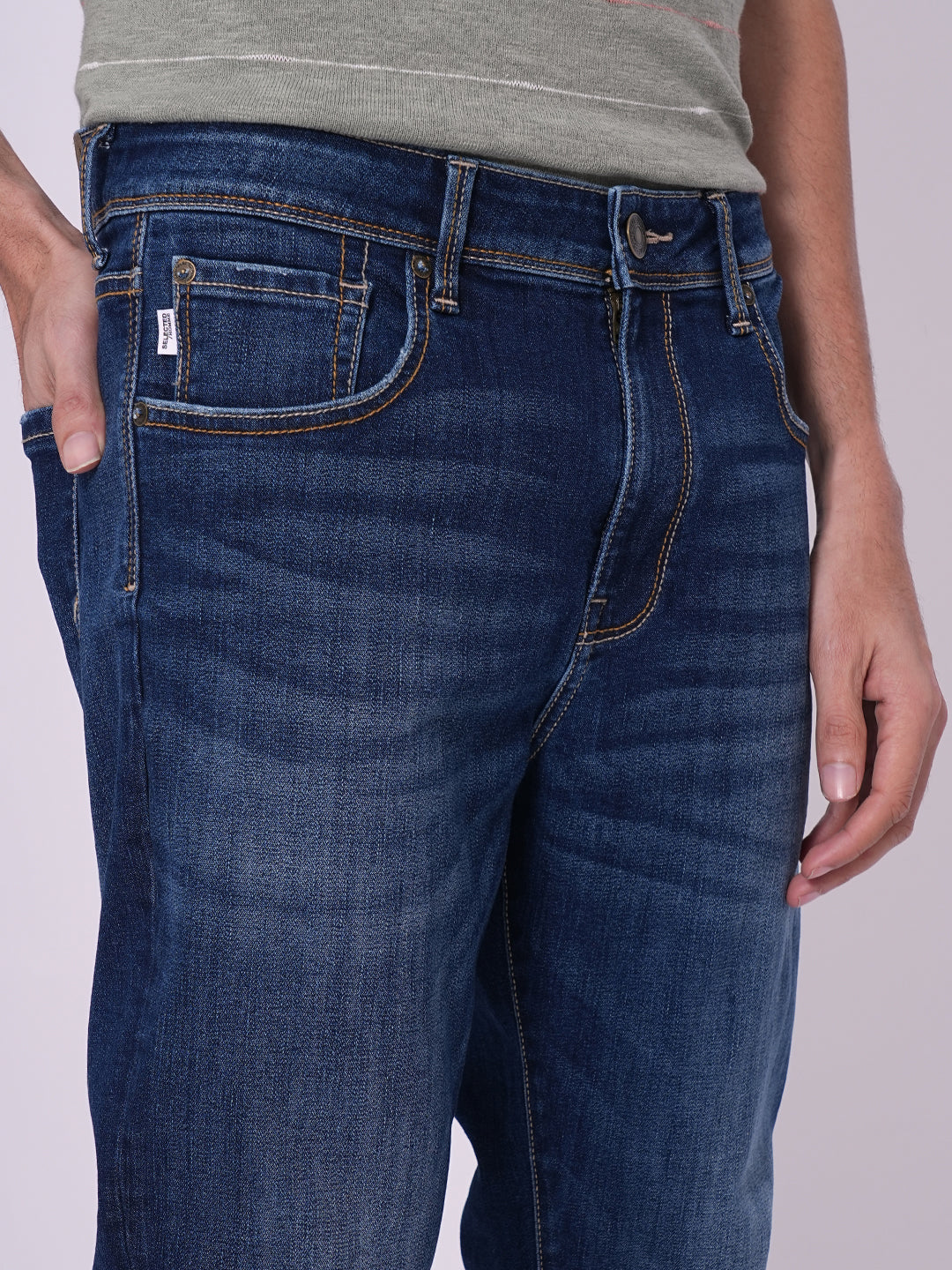 Men's Blue Casual Slim Fit Solid Jeans