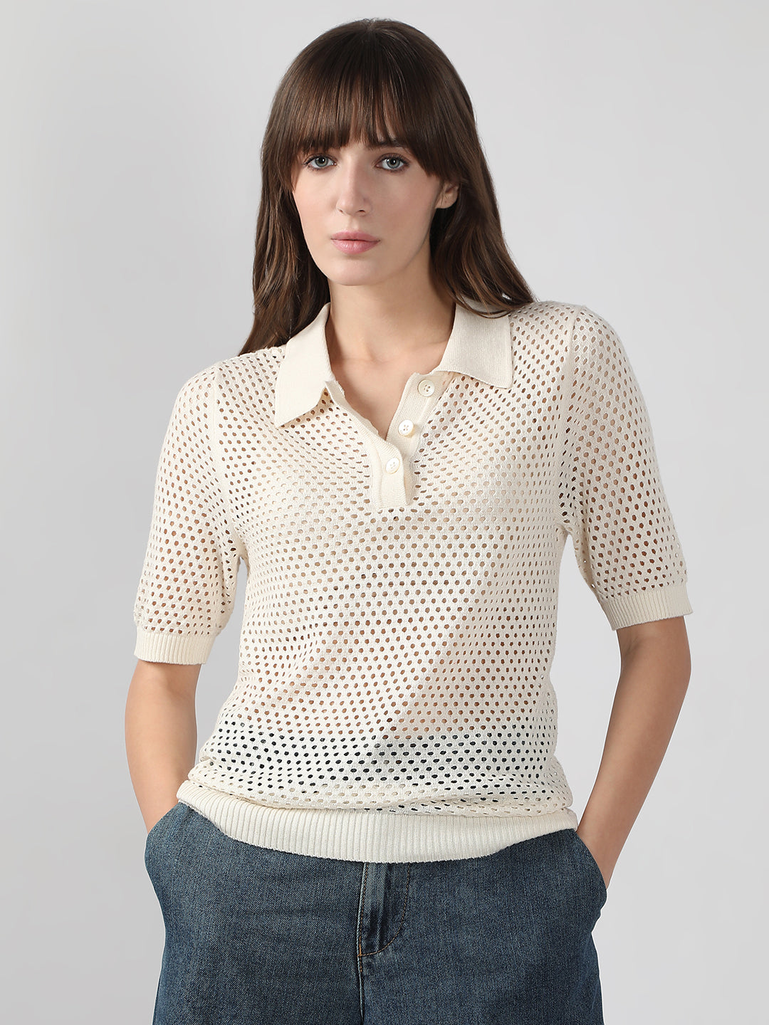 Women's White Knitted Top