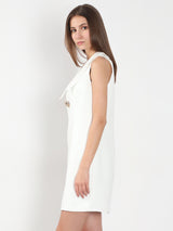 Women's White V Neck Bodycon Fit Dress