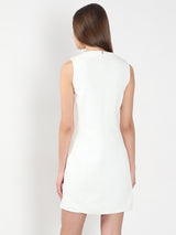 Women's White V Neck Bodycon Fit Dress