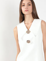 Women's White V Neck Bodycon Fit Dress