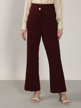 Women's Brown High Rise Wide Leg Pants