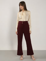 Women's Brown High Rise Wide Leg Pants