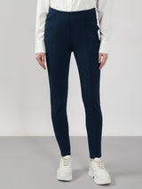 Women's Navy High Rise Fitted Jeggings