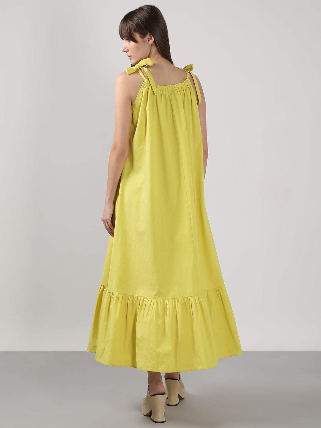 Women's Yellow Casual Solid A-Line Dress