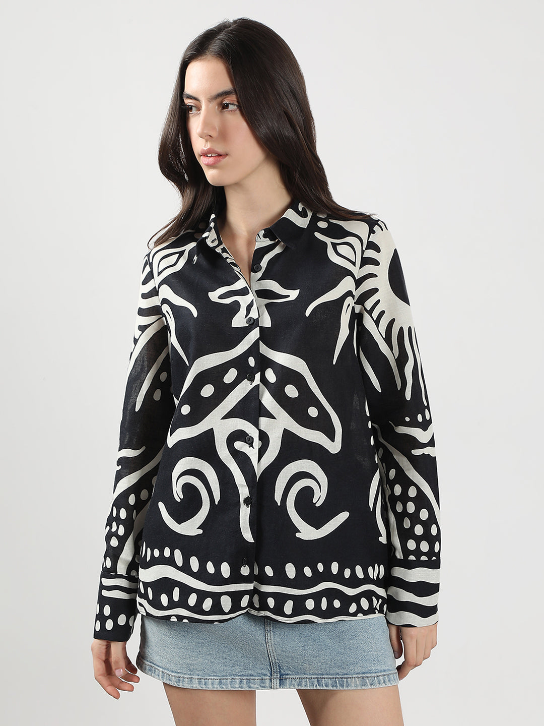 Women's Black Printed Shirt