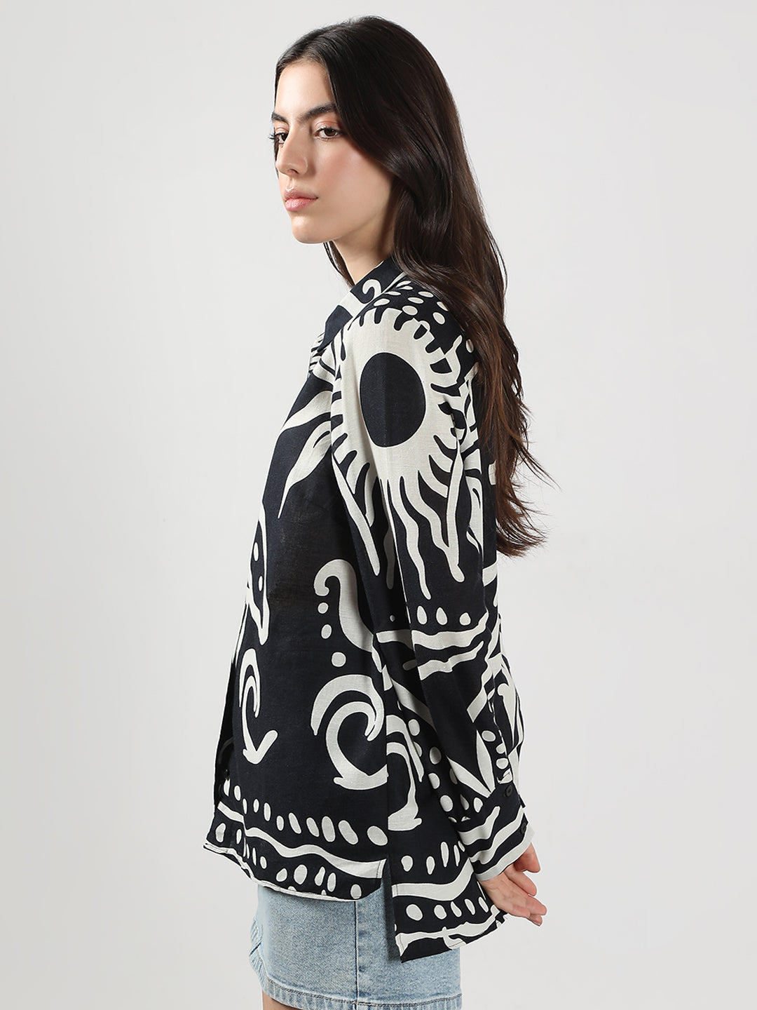 Women's Black Printed Shirt