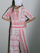 Women's White and Pink Casual Printed Half Sleeves Shirt