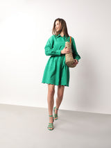 Women's Green Casual Self-Design Fit & Flared Dress