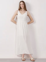 Women's White Casual Solid A-Line Dress