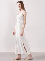 Women's White Casual Solid A-Line Dress