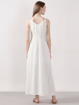 Women's White Casual Solid A-Line Dress