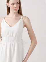 Women's White Casual Solid A-Line Dress