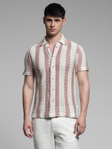Men's Purple Casual Regular Fit Striped Half Sleeves Tshirt