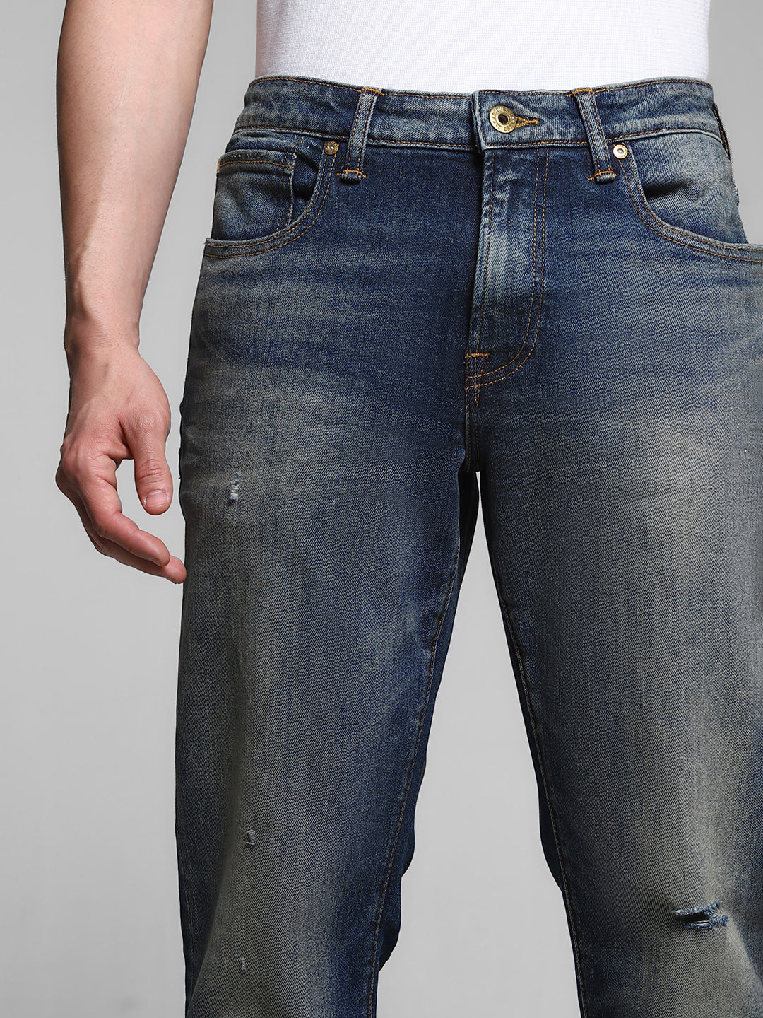 Men's Blue Casual Regular Fit Solid  Jeans