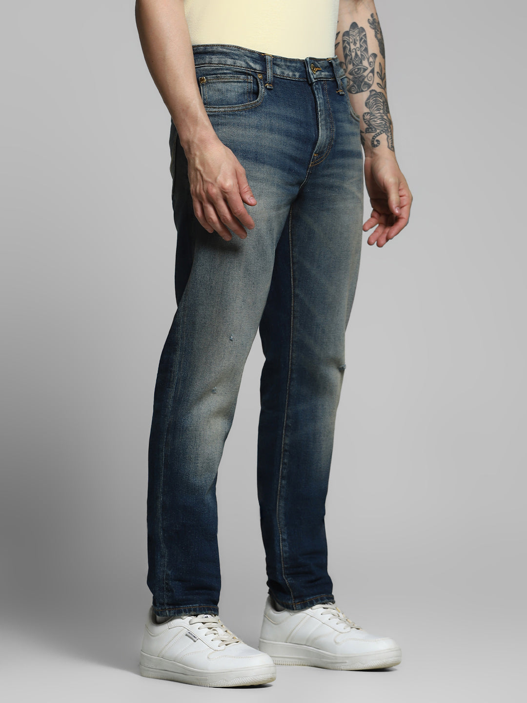Men's Blue Casual Slim Fit Solid  Jeans
