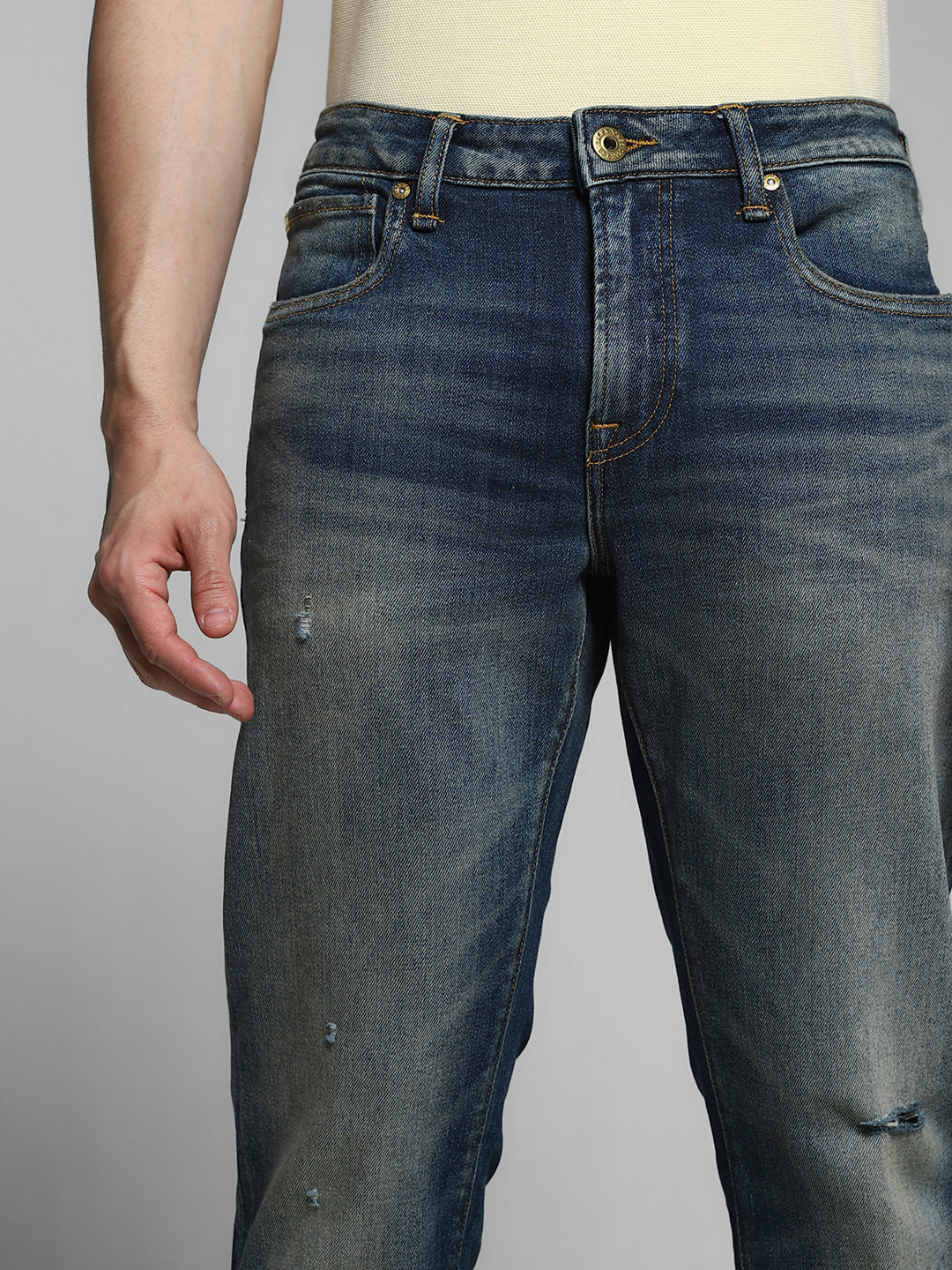 Men's Blue Casual Slim Fit Solid  Jeans