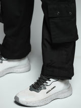 Men's Black Casual Regular Fit Solid  Cargo