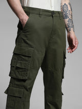 Men's Grey  Casual Regular Fit Solid  Cargo