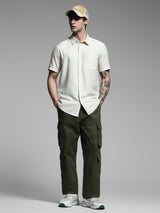 Men's Grey  Casual Regular Fit Solid  Cargo