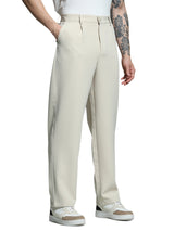 Men's Beige Straight Fit Korean Pants