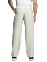 Men's Beige Straight Fit Korean Pants