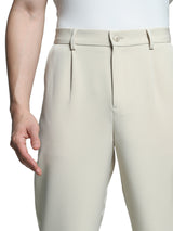 Men's Beige Straight Fit Korean Pants