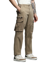 Men's Brown Straight Fit Cargo