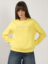 Women's Yellow Casual Regular Fit Full Sleeves Sweatshirt