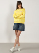 Women's Yellow Casual Regular Fit Full Sleeves Sweatshirt