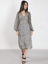 Women's Black Casual Printed Straight Fit & Flared Dress