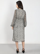 Women's Black Casual Printed Straight Fit & Flared Dress